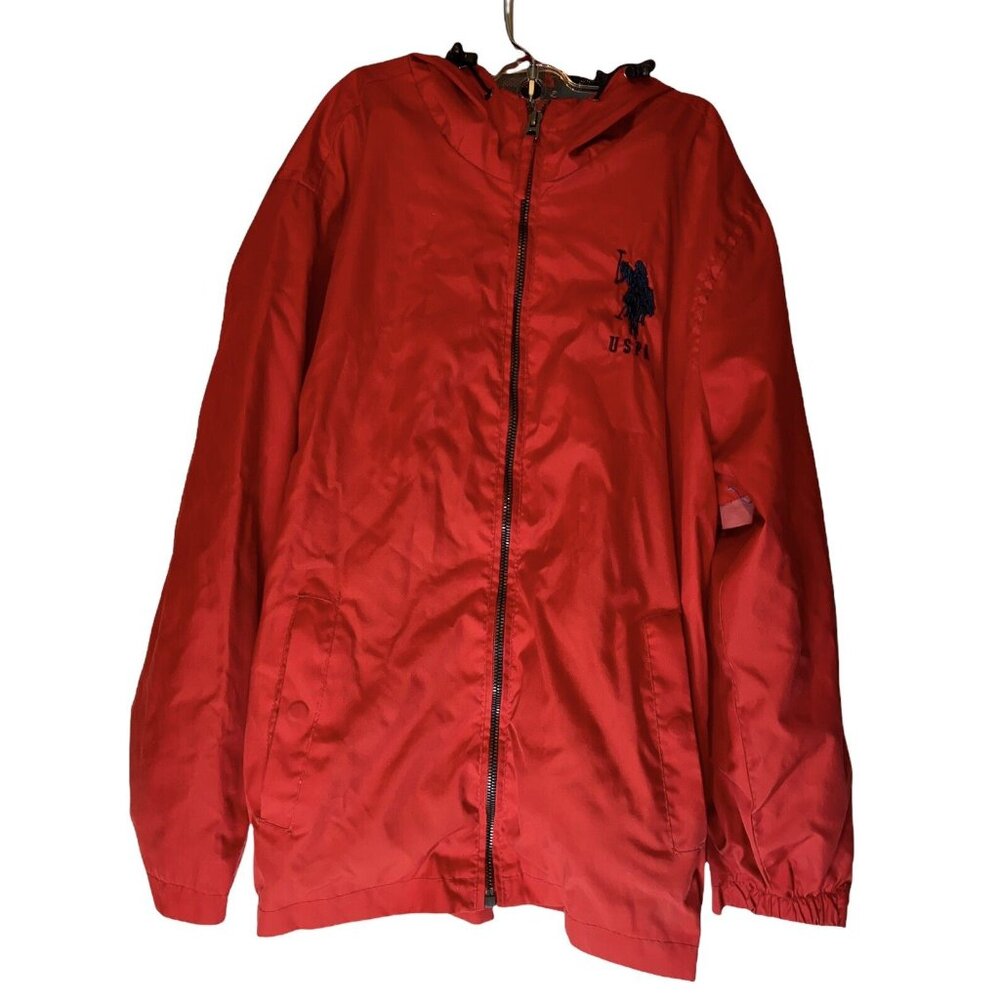 US Polo Assn Boys Windbreaker Rain Lightweight Jacket Red Size Large